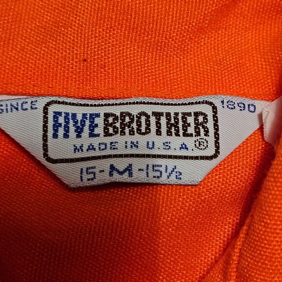 VTG 80s Five Brother Flannel Shirt Men's M  Blaze Orange Safety Hunting Work USA - Picture 4 of 10